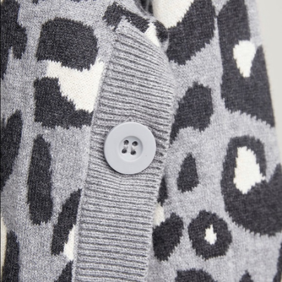 Side Button Sweater by Stella & Dot - Gray Leopard - Picture 2 of 6